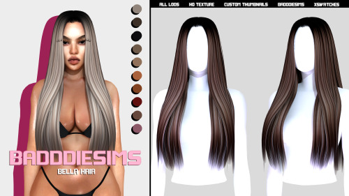 badddiesims:BADDDIESIMS BELLA HAIR [  EARLY ACCESS ]Custom Thumbnails High/Medium Poly HQ Textu