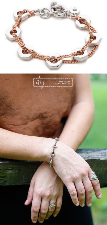 DIY Knockoff Marc by Marc Jacobs Bolt Link Bracelet Tutorial from Henry Happened here. Top Photo: $9