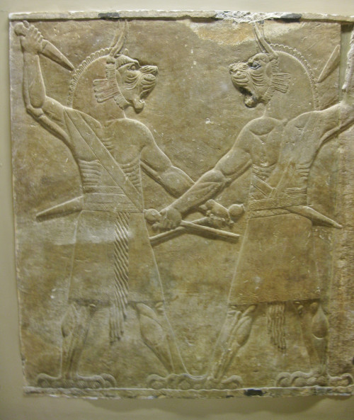 coolartefact:Assyrian protective spirits on tablet 645-635 BCE Source: https://imgur.com/KsAobnm