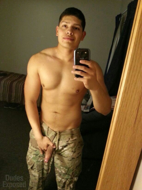 latinbastards:  dudes-exposed:  Dudes Exposed Exclusive Request: Military Dude — Diego A ton of you guys have been requesting a sexy, hung dude that is actively in the Military. Well here he is! His name is Diego, he’s 20 years old and he is currently