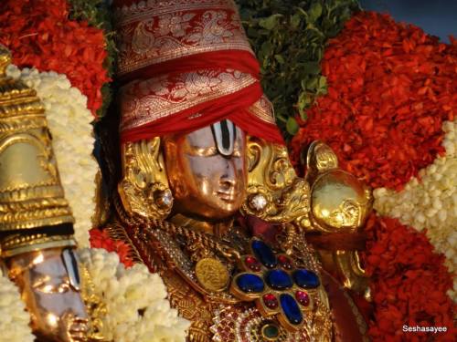 Sri Malayappa Swami (Sri Venkateswara utsava bera) and Sri Devi.