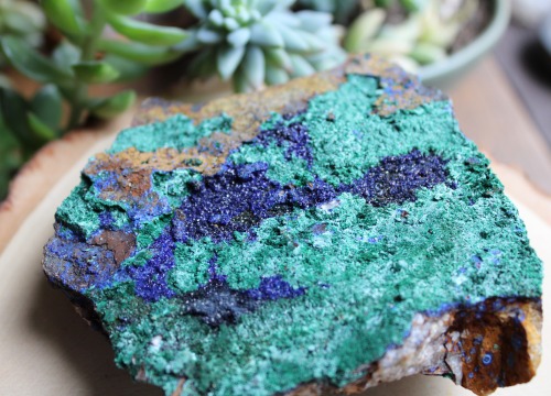 be still my heart….. Azurite and Malachite on matrix, Mexico.One of the larger pieces like th