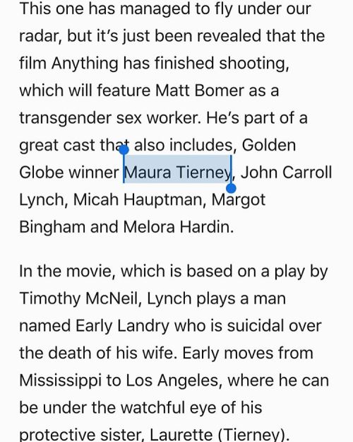 Now THIS is news to me! #mauratierney #mattbomer #markruffalo #anythingmovie Maura has a new movie 