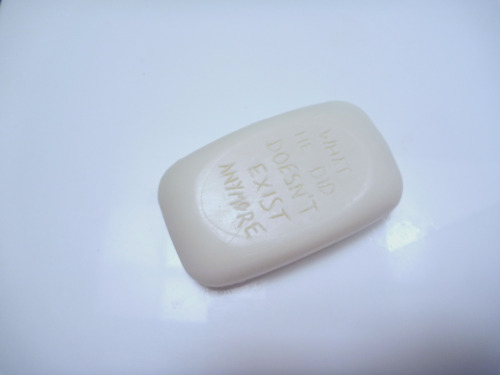 maeriea: albinobunnyboy: Aftercare, 2015; carving in soap“WHAT HE DID DOESN’T EXIST