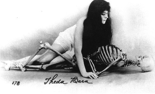 sweetheartsandcharacters:  Theda Bara and skeleton. 