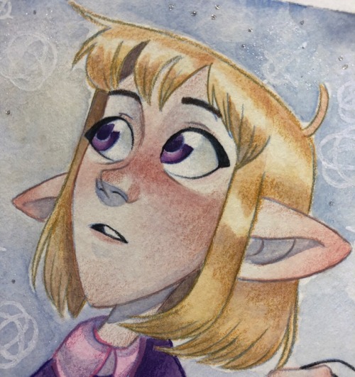 alabasterpickles:Took a break from Trollhunters Valentines to paint a teeny tiny picture of my OC An