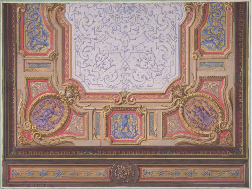 Eugène Pierre Gourdet, Design for Ceiling of Grand Salon, 1867. Hôtel Hope, Jules-Edmond-Charles Lac