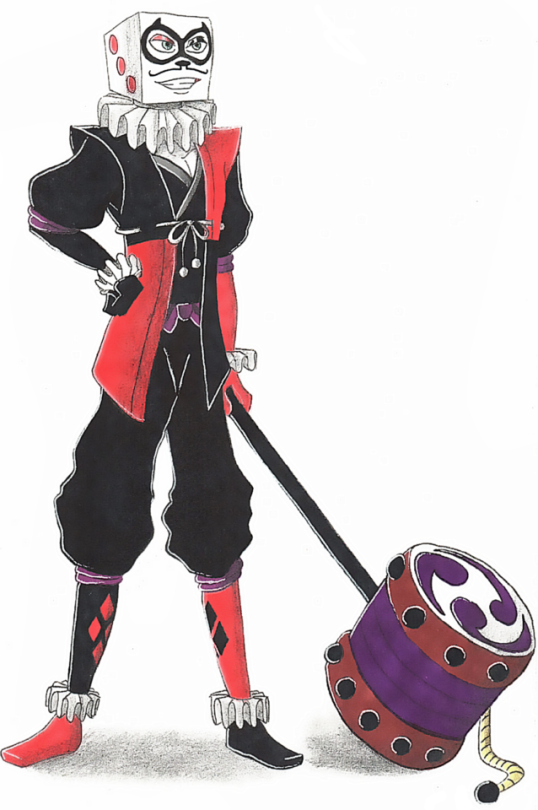 Here's King Dice With Harley Quinn's Dress In Batman Ninja.