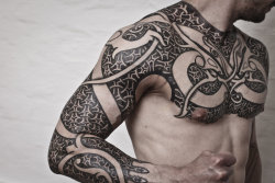 heathentattoos:  kick-ass-things:Vikings tattoos By Peter Walrus Madsen, A Mash-Up Of Nordic Folk Art And Geometry. via kickassthings.com  ᛟ Heathen Tattoos ᛟ