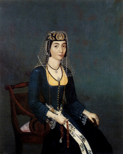 Portrait of Armenian noblewomen by Hakob Hovnatanyan;E. D. Rotinova-Gurgenbekyan, 1840-1850 and Prin