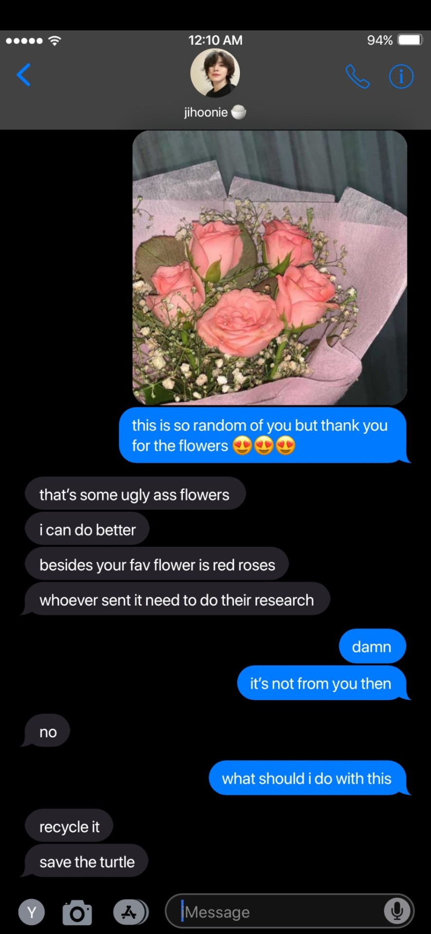 Members Reaction If Their S/o Texted "thank You For The Flowers" But They Didn't Send Any. Been Thinking
