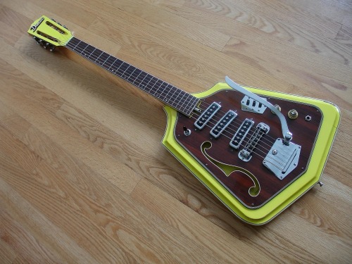 spacebeach23: 1967 Domino Californian Rebel Yellow from: https://reverb.com/uk/item/503360-domino-c