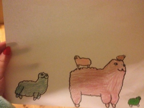 buildabitchworkshop:psychedelicpaprika:My brother drew alpacas for me he’s 9 I literally can not bre