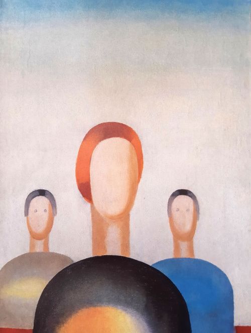 Anna Leporskaya’s painting “Three Figures” (1932-34) after it was defaced at the B