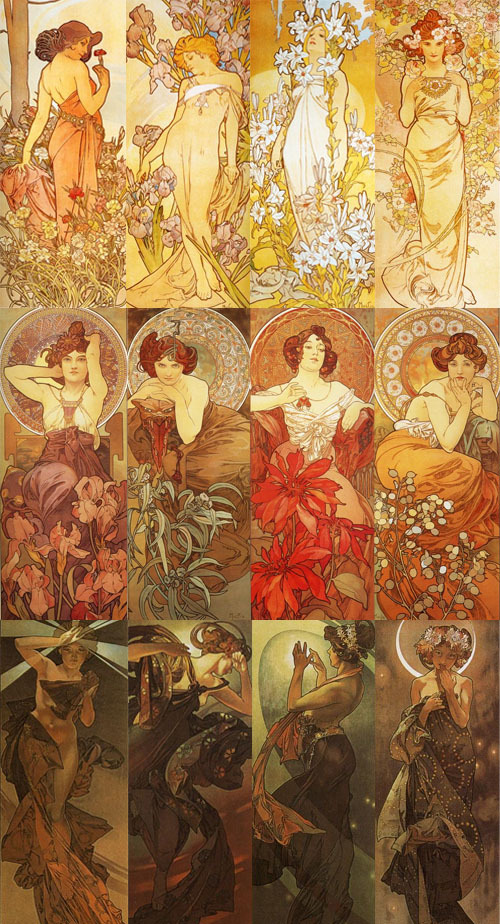 sigridhr:  top to bottom, left to right: The Flowers: Carnation, Iris, Lily Rose;