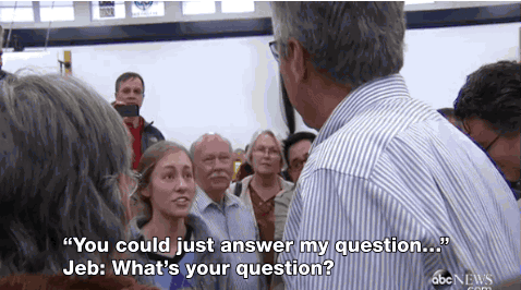 XXX salon:  Student confronts Jeb Bush on George photo