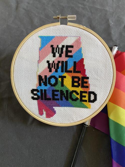 crossstitchworld:  Newest addition to my craftivism series. Self-drafted “Alabama Pride” by  FabulousNightMonkey