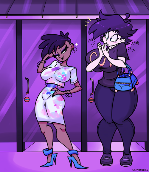 graydoodles:Commission for @tamtamhi! This time Holly is admiring and clothes shopping with her frie