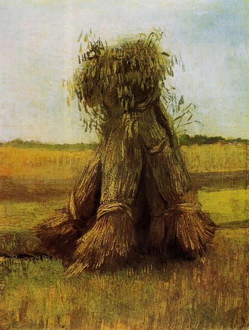 artist-vangogh:Sheaves of Wheat in a Field, 1885, Vincent van GoghMedium: oil,canvas