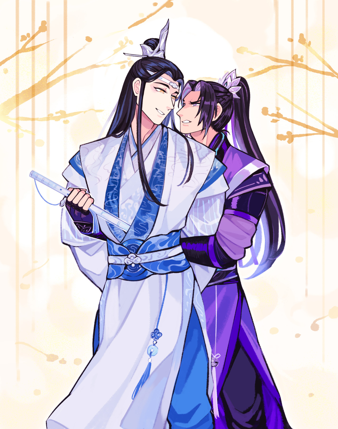 is that your xiao in your robes or are you just very happy to spar with me, Zewu-jun? #Lan Xichen#Jiang Cheng#Xicheng#MDZS #Mo Dao Zu Shi  #sorry got the xiao and dizi mixed up  #in my defense my brain is fried lol