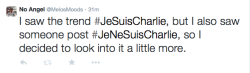 sterlingsea:  yourfavoritesidepiece:  This is why #JeNeSuisPasCharlie  Almost went into a cute little store in the city, then saw an “I am Charlie” sign in the window. Couldn’t pay me to enter. 