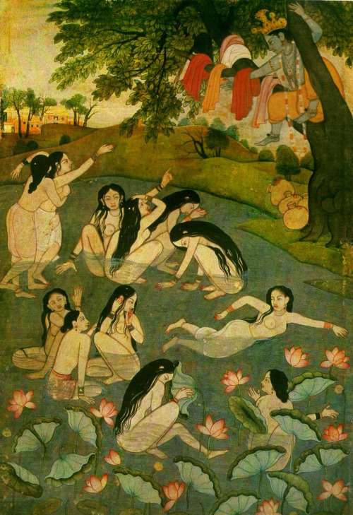 meredithhunnter-blog:Krishna steals the clothes of the Gopis Kangra, Pahari, circa A.D. 1800 (Himala