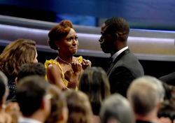 accras:  Ryan Michelle Bath reacts as her husband Sterling K. Brown wins his Emmy Award, 9/17/17.