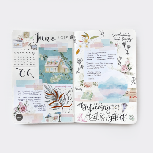 peachdanik-journal:  Compilation of February and June to July spreads (2018)bujogram: applefroyo