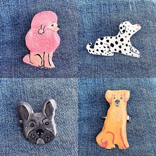 Dog brooches. . . . . . . . . . #art #etsyartist #estyart #wildlifeart #natureartist #animal #oxfo