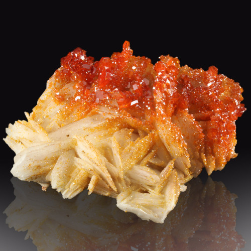 Vanadinite And Barite -  Mibladen, Meknès-Tafilalet Region, Morocco      