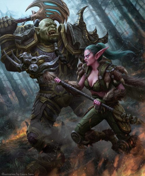  Night elf vs. OrcLaura Sava https://www.artstation.com/artwork/1m2Pe