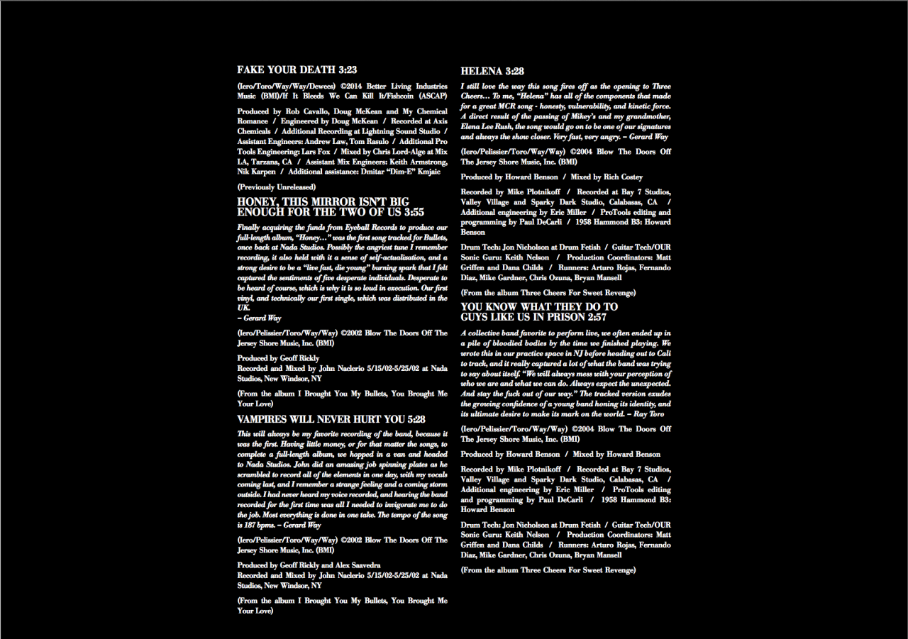 mychemicalcatalog:  May Death Never Stop You - Digital Booklet Buy the album at