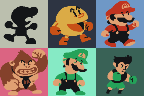 brotoad: Simple 3 colour drawings of every Smash Bros character! Trying to capture their details wi