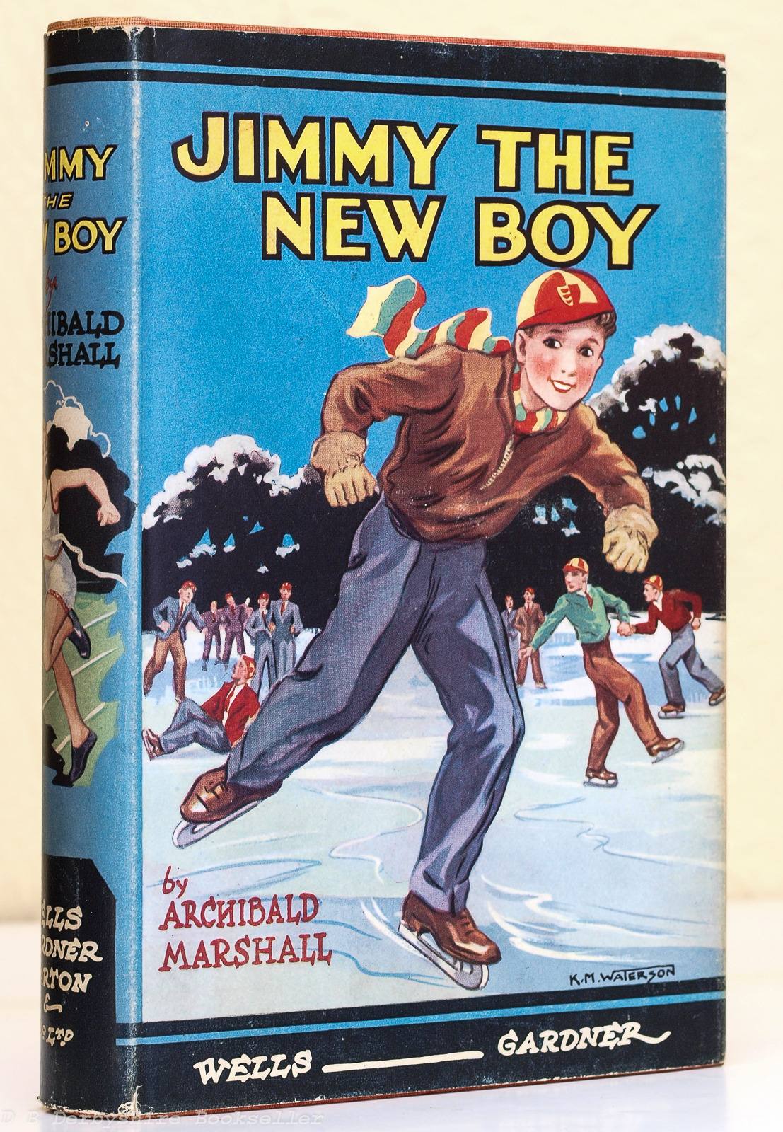 Jimmy The New Boy by Archibald Marshall [Arthur Hammond Marshall] (Wells Gardner, Darton & Co. ltd, reprint 1949). Lovely dustwrapper art by K. M. Waterson.