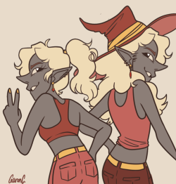 keplercryptids:  aaroncourage:  very quick test out of a new style, but AHH i finally met lup and !!! i love her!!!! ((please do not repost, copy, or use my art in anyway without permission and proper credit))  [image description: a drawing of Taako and