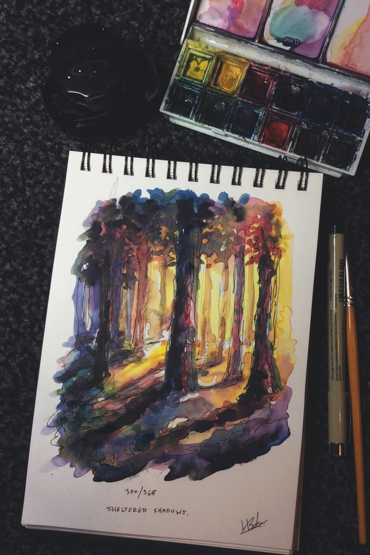 hennerzartwork:  300/365 - Sheltered shadows  - Drawing 365 Take 2 By Henry Baker