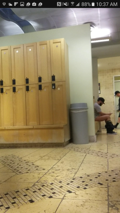 Walk into the locker room, this guy was just sitting there with his pants down. He was high AF haha 