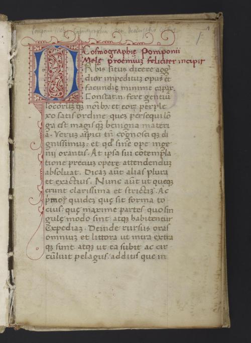 Mela’s Cosmographia in manuscript and incunabula, LJS60 and Inc M-447.Written by Pomponius Mela, Cos