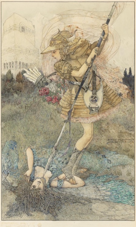Perseus.1907.Watercolour, pen, ink and gouache over pencil on paper.48.3 x 29.2 cm.Art by Gustav Ado