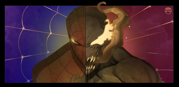 sebastianconh:  Batman &amp; The Joker / Spider-man &amp; Venom by Kizer