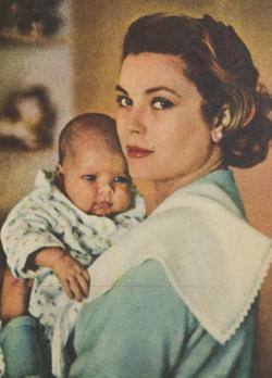 mid-centurylove:  Princess Grace with baby Caroline, 1957 