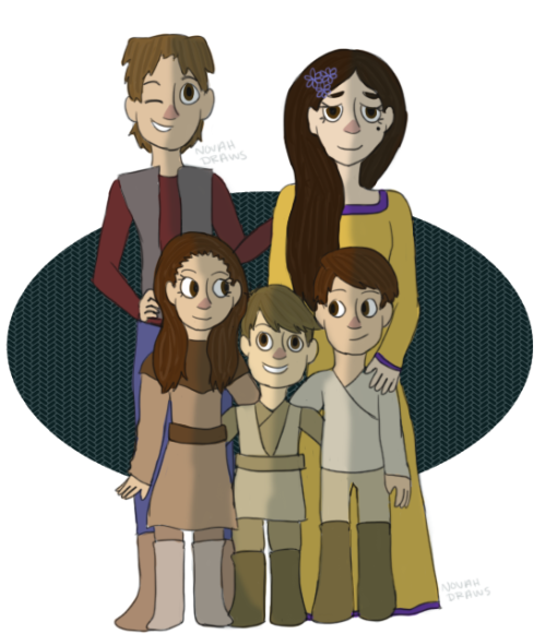 novahdraws: HanLeia week, Prompt: Family I really like the old EU Skywalker-Solo family (Jacen, Jain