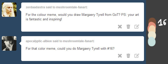 mushroomtale-fanart:  I’ve been looking for an excuse to draw Queen Margaery forever,