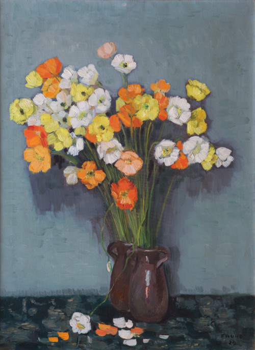 Amandus Faure (1874 - 1931) - Anemone Bouquet. 1929. Oil on canvas.