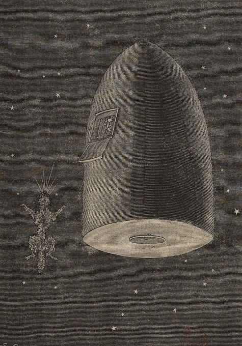 magictransistor:  Émile Bayard (engraved by Hildibrand), Autour de la Lune (All Around The Moon); Jules Verne, Paris, c. 1872.     