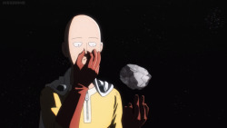 raruhashi:  THE FUCKING LEGEND SAITAMA GETS BLASTED TO THE MOON AND STILL TAKES TIME TO PLAY WITH A FUCKING ROCK. HOLY SHIT MAN I LOVE WHAT THEY DID WITH THE MANGA.