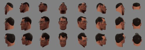 tf2-daesdemona: Schweinkrams asked for a complete reference chart of the mercenaries faces, so here 