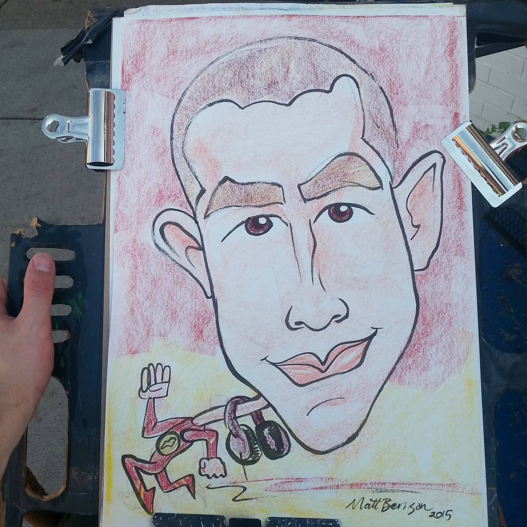 Drawing caricatures at Dairy Delight. Come by, get ice cream, get drawn. #mattbernson