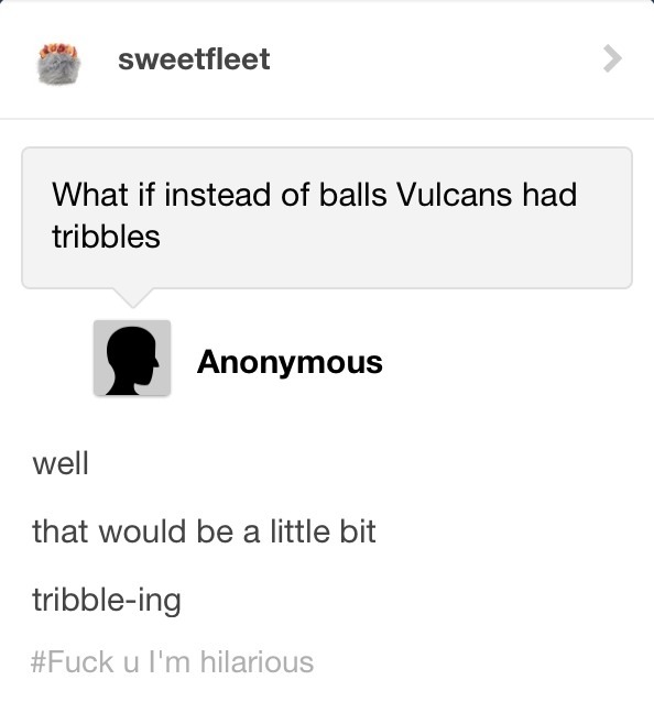 queenspocko:  Welcome to the Star Trek fandom: part 2 
