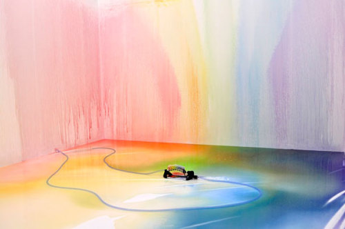  Liquid Rainbow Machine by Edwin Deen If your walls are white, and you want to add more color to your life – take a look at this rainbow sprinkler by Edwin Deen. Netherlands-based artist transformed an ordinary garden sprinkler into an amazing rainbow